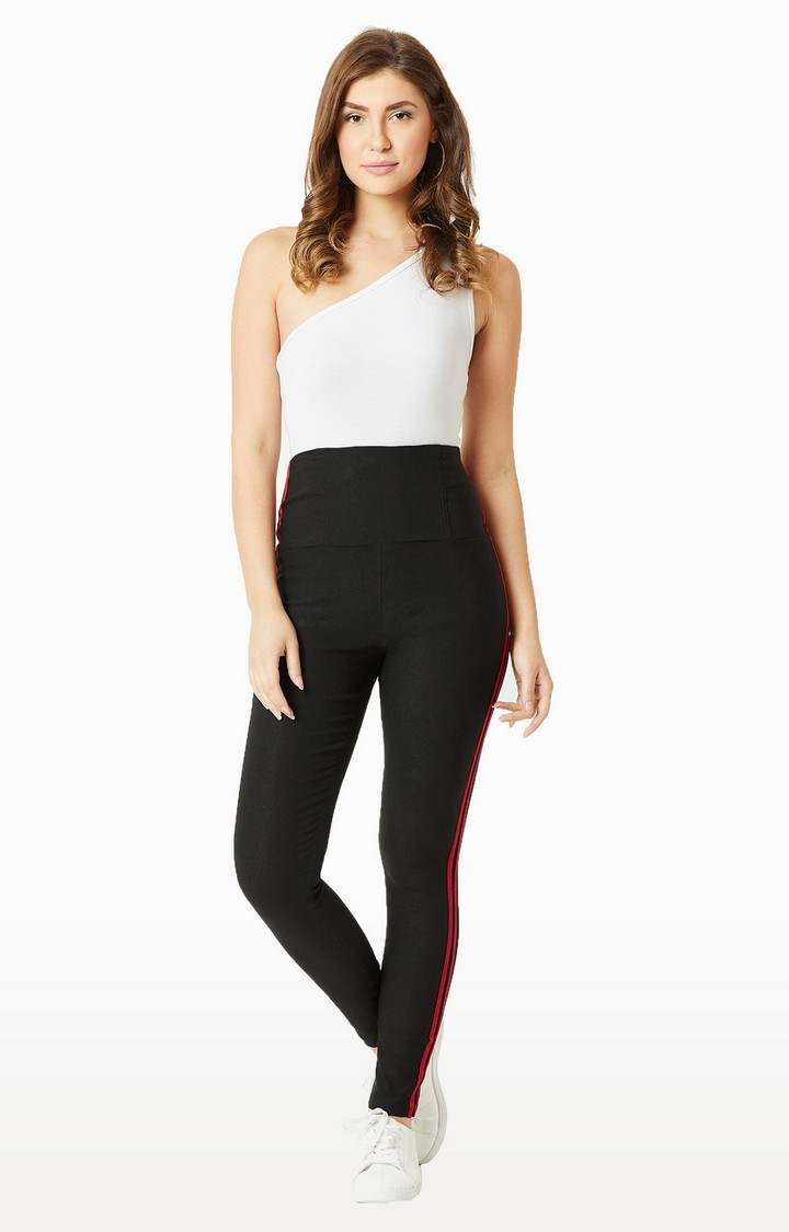 Women's Black Solid Jeggings