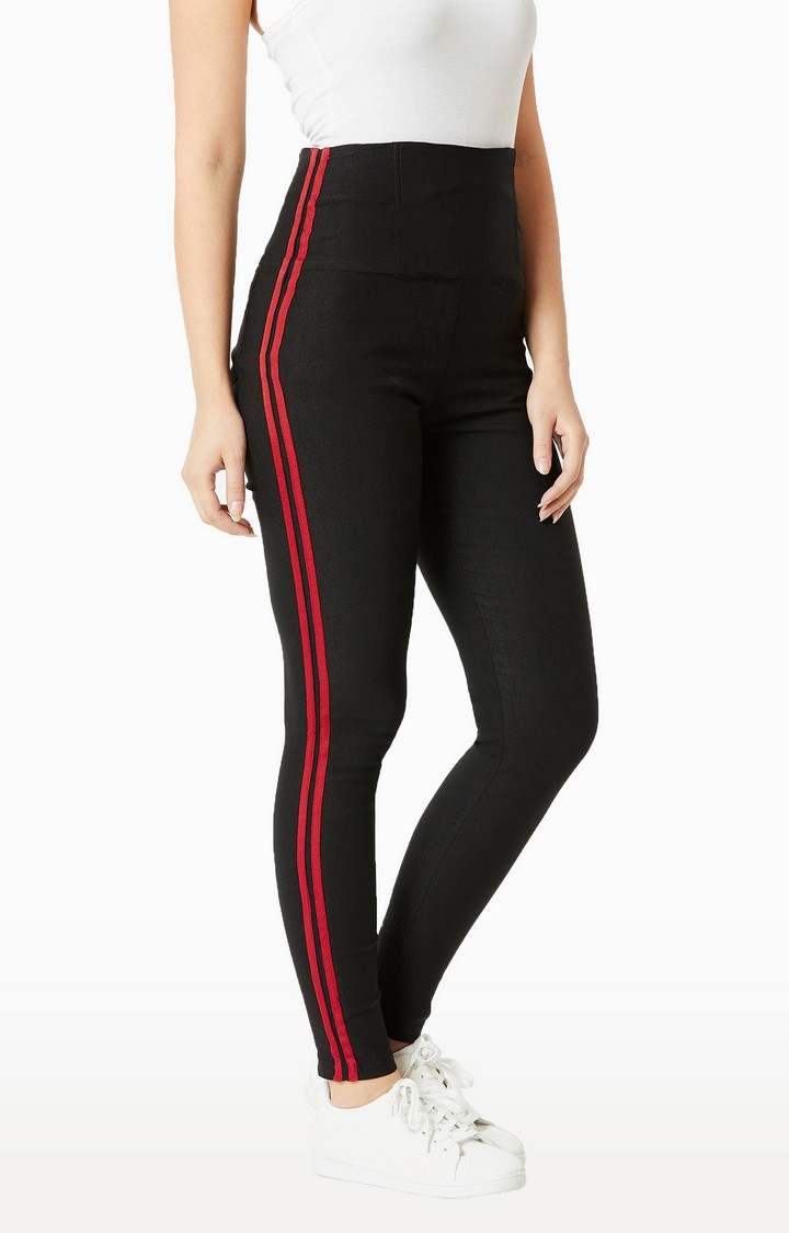 Women's Black Solid Jeggings