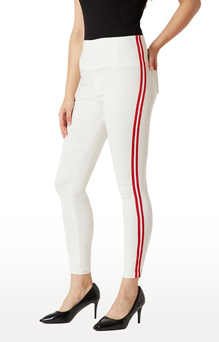 Women's White Solid Jeggings