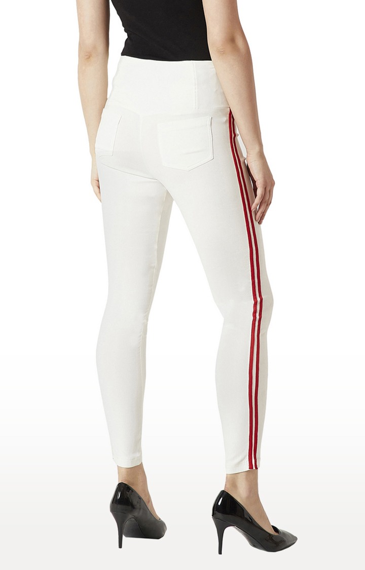 Women's White Solid Jeggings