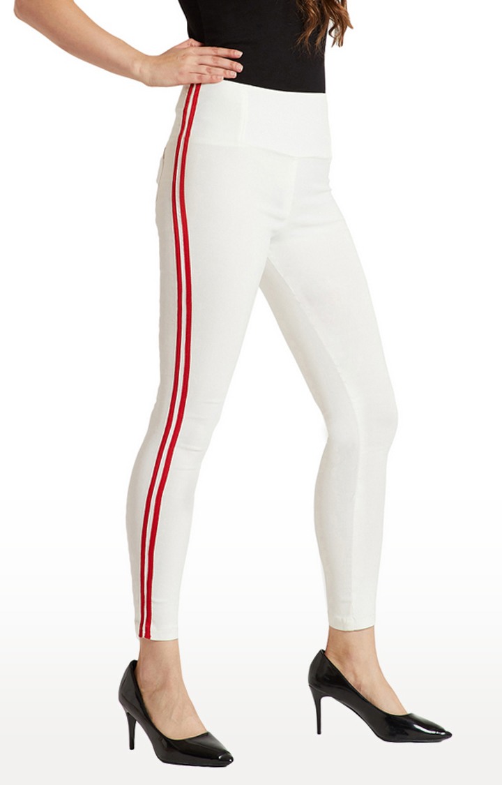 MISS CHASE | Women's White Solid Jeggings