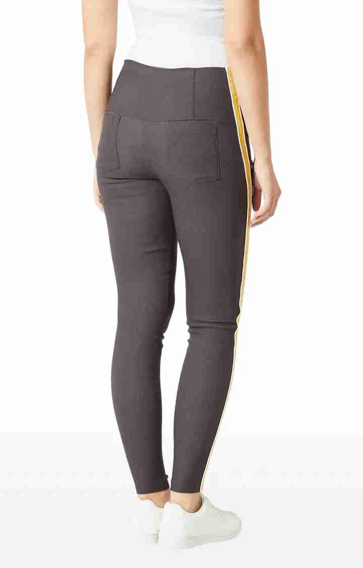 Women's Grey Solid Jeggings