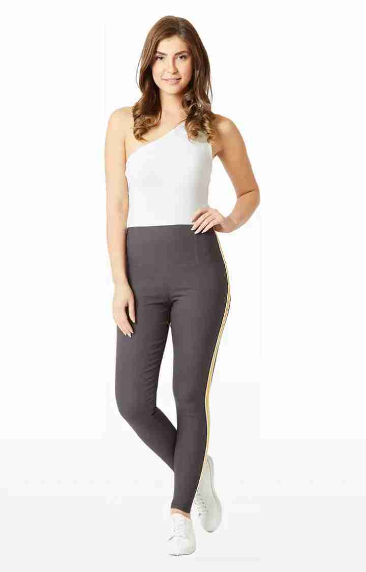 Women's Grey Solid Jeggings