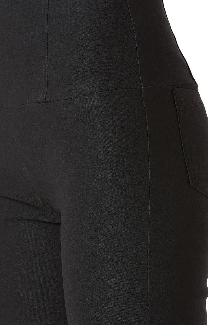Women's Black Solid Jeggings