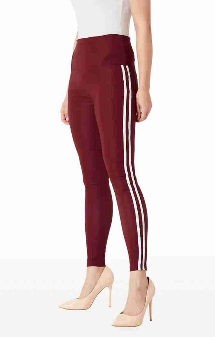 Women's Red Solid Jeggings