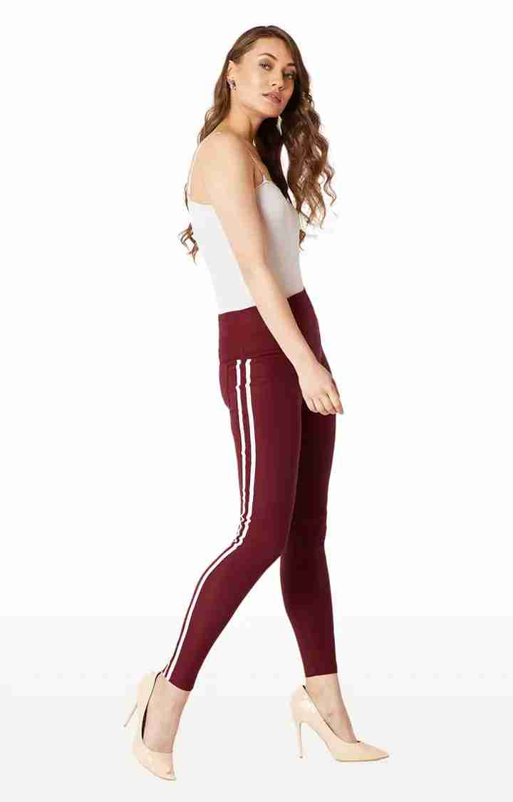 Women's Red Solid Jeggings