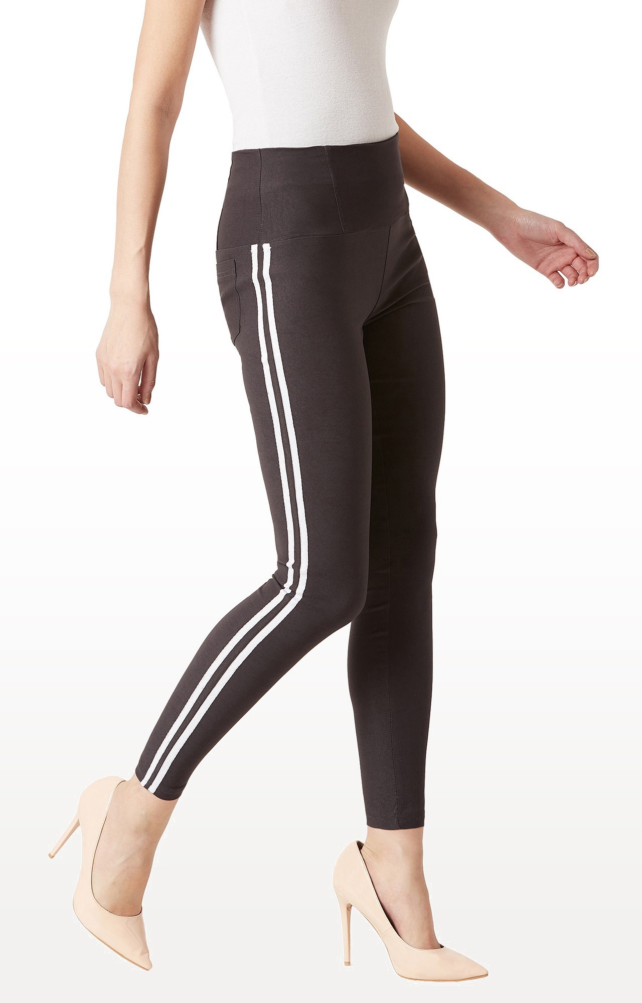 MISS CHASE | Women's Grey Solid Jeggings