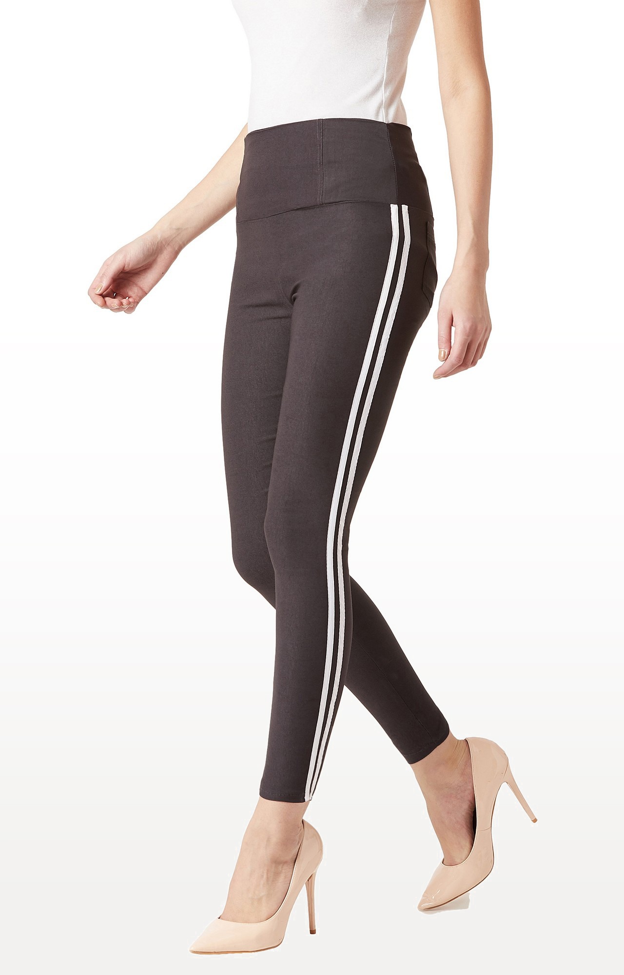 Women's Grey Solid Jeggings