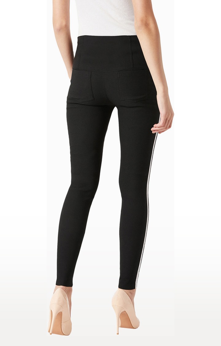 Women's Black Solid Jeggings