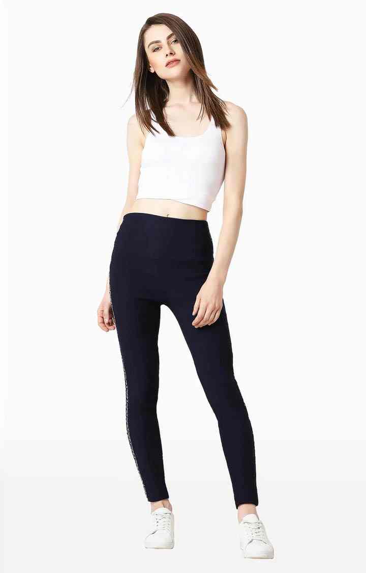 Women's Blue Solid Jeggings