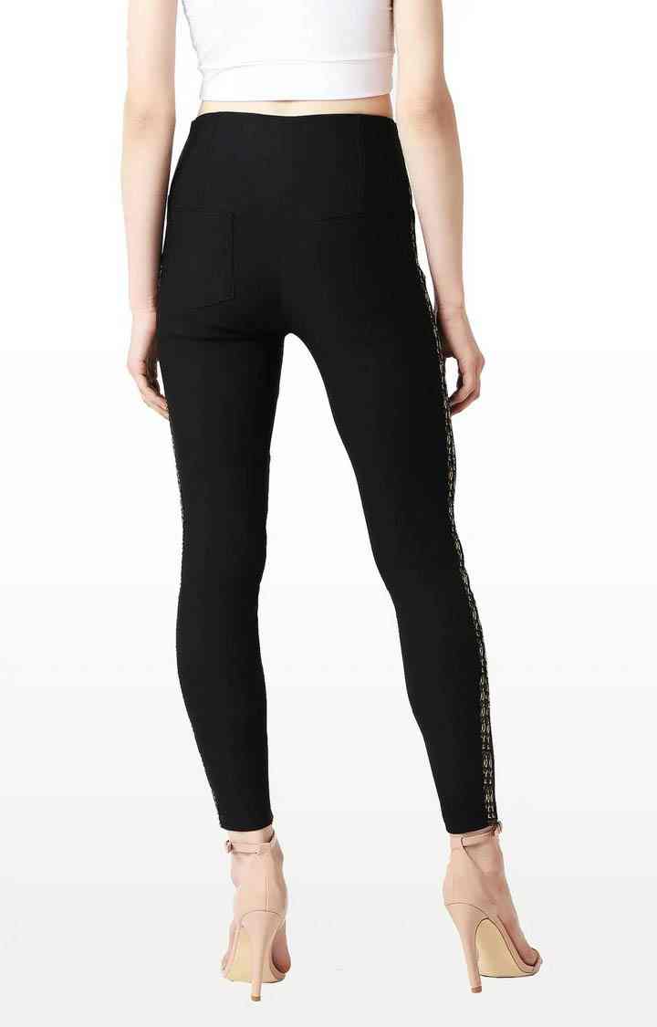 Women's Black Solid Jeggings