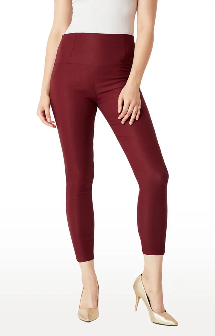 MISS CHASE | Women's Red Solid Jeggings