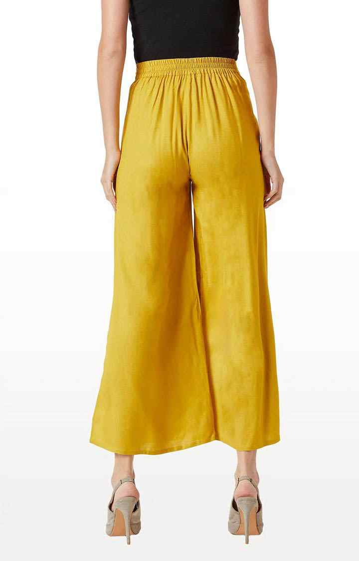 Women's Yellow Solid Palazzos