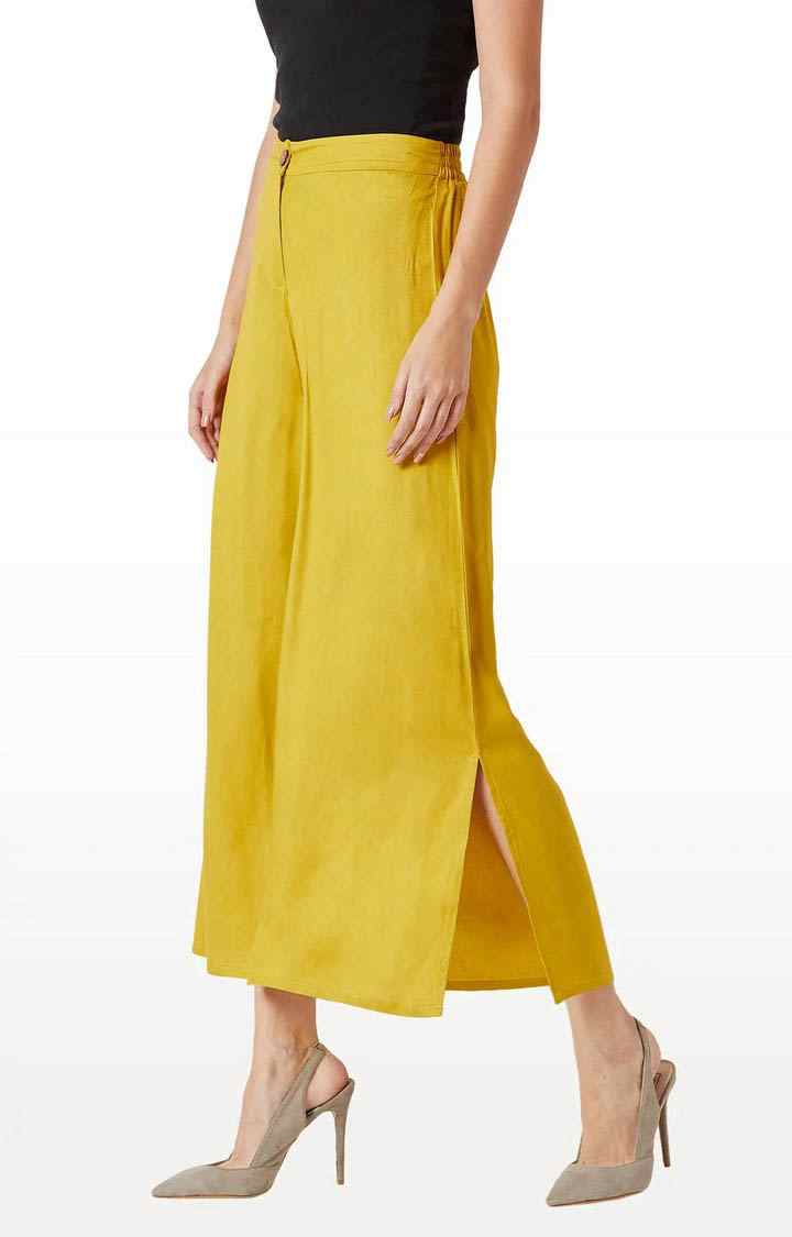 Women's Yellow Solid Palazzos