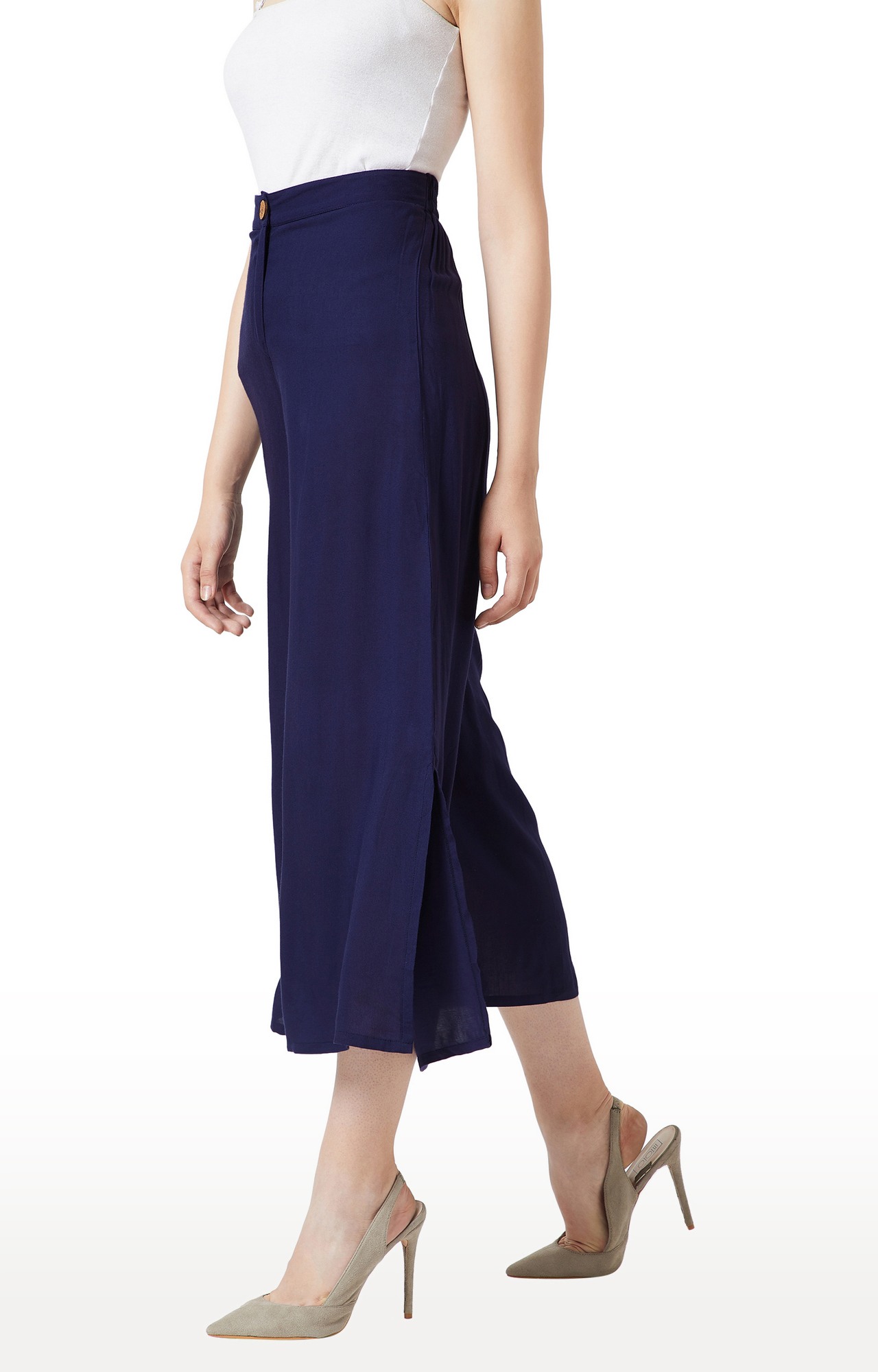 Women's Blue Solid Culottes