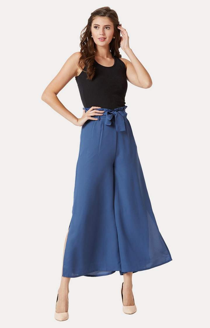 Women's Blue Solid Palazzos