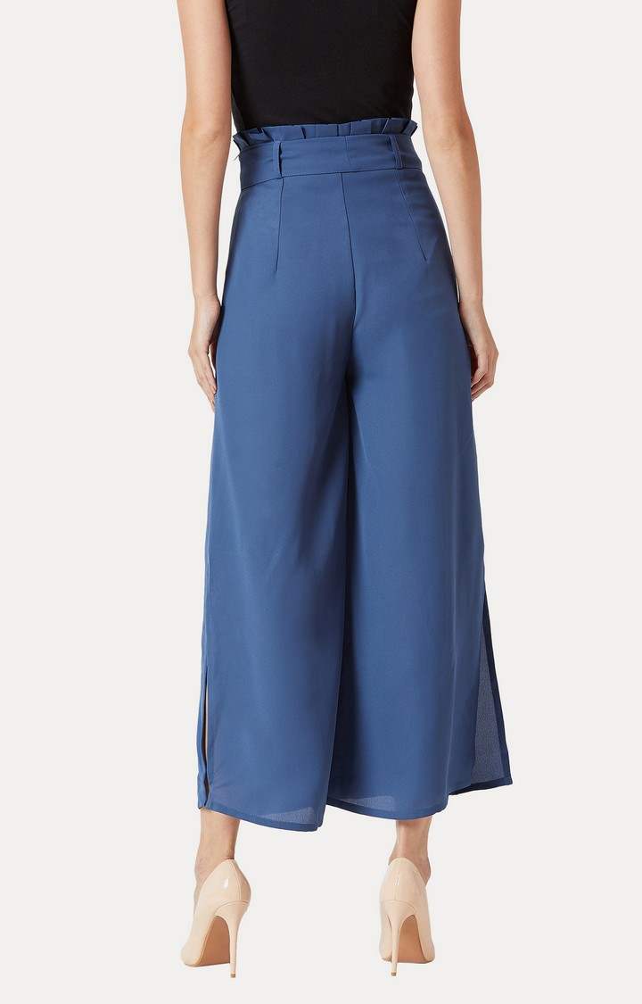 Women's Blue Solid Palazzos
