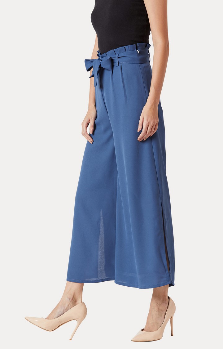 Women's Blue Solid Palazzos