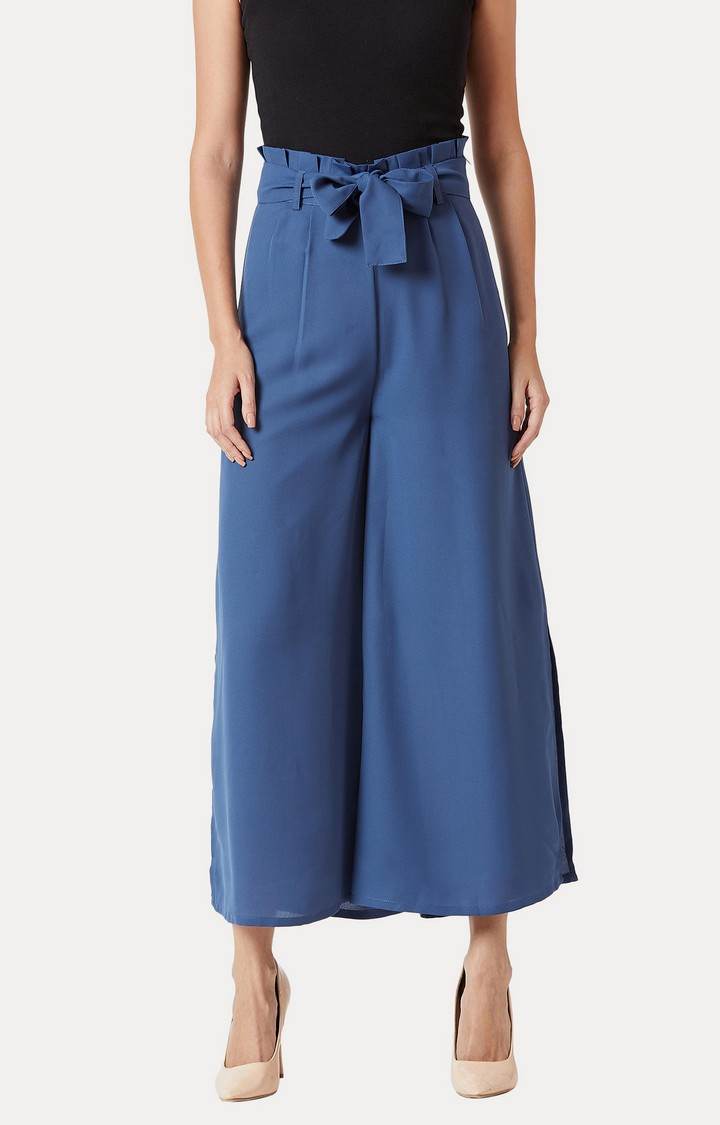 Women's Blue Solid Palazzos
