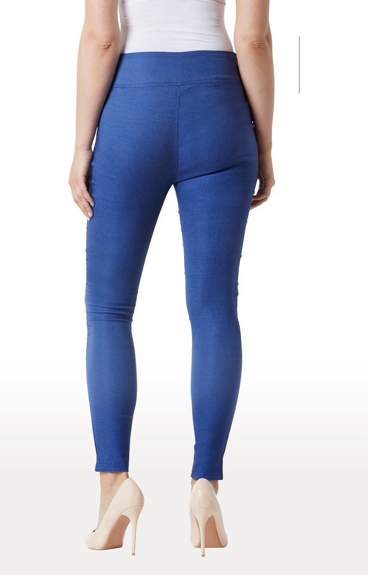 Women's Blue Solid Jeggings