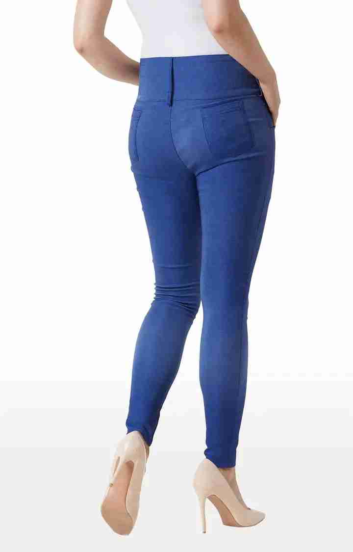 Women's Blue Solid Jeggings