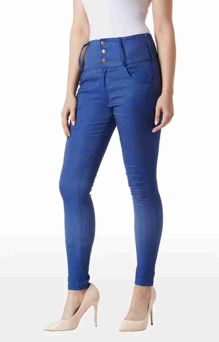 Women's Blue Solid Jeggings