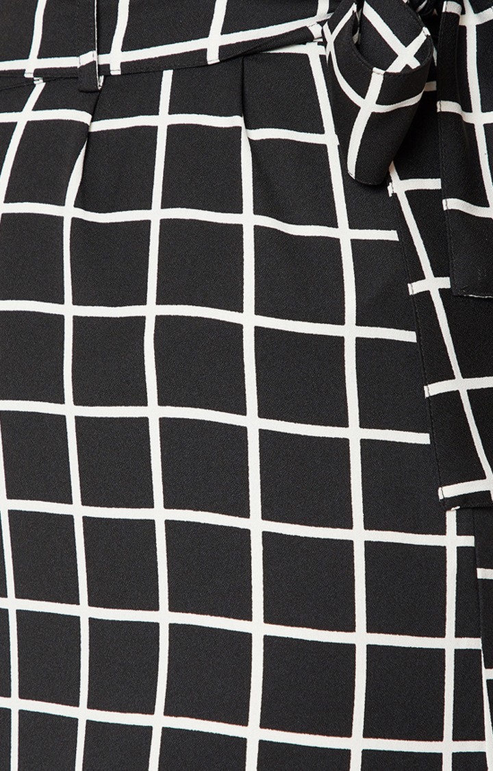 Women's Black Checked Culottes