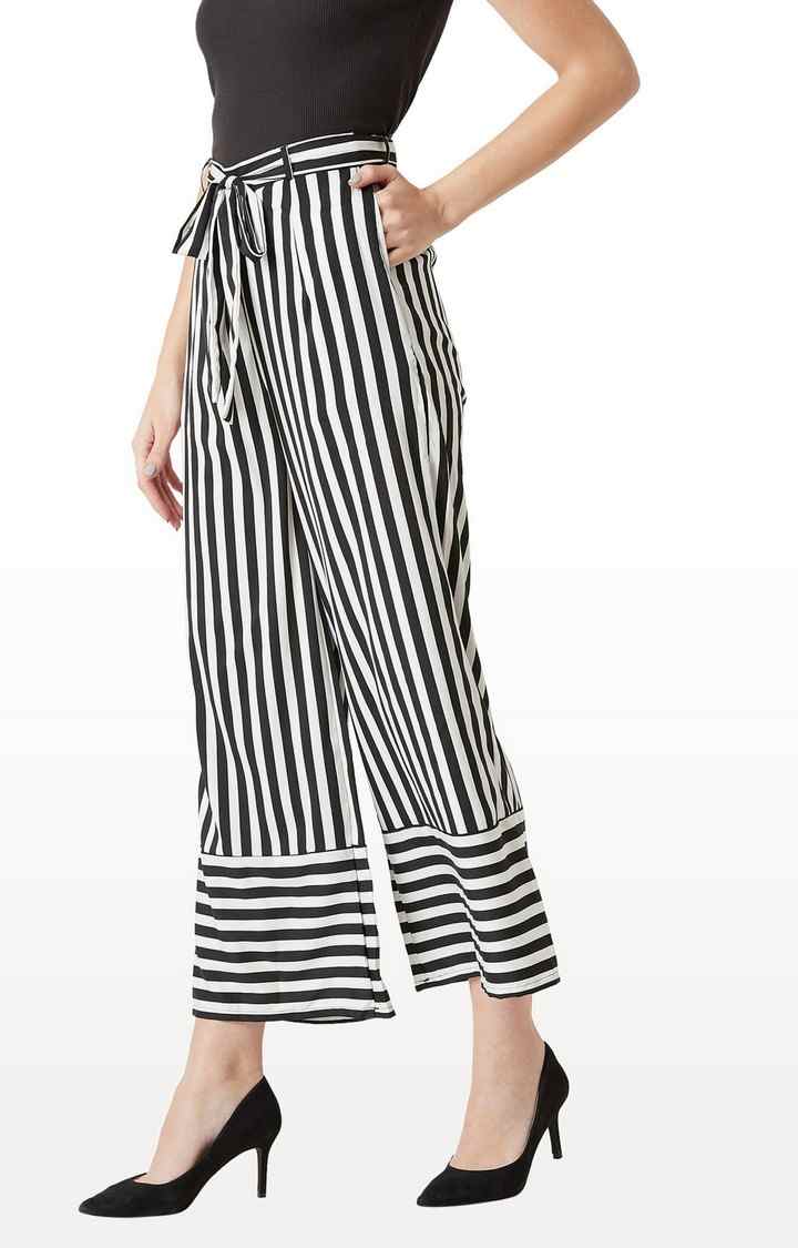 Women's Black Striped Palazzos