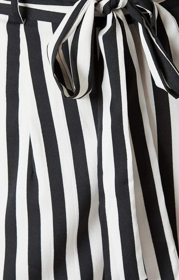 Women's Black Striped Palazzos