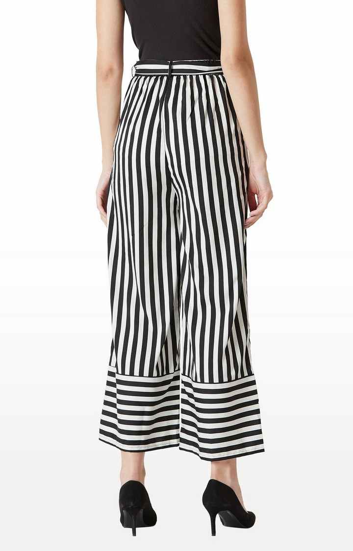Women's Black Striped Palazzos