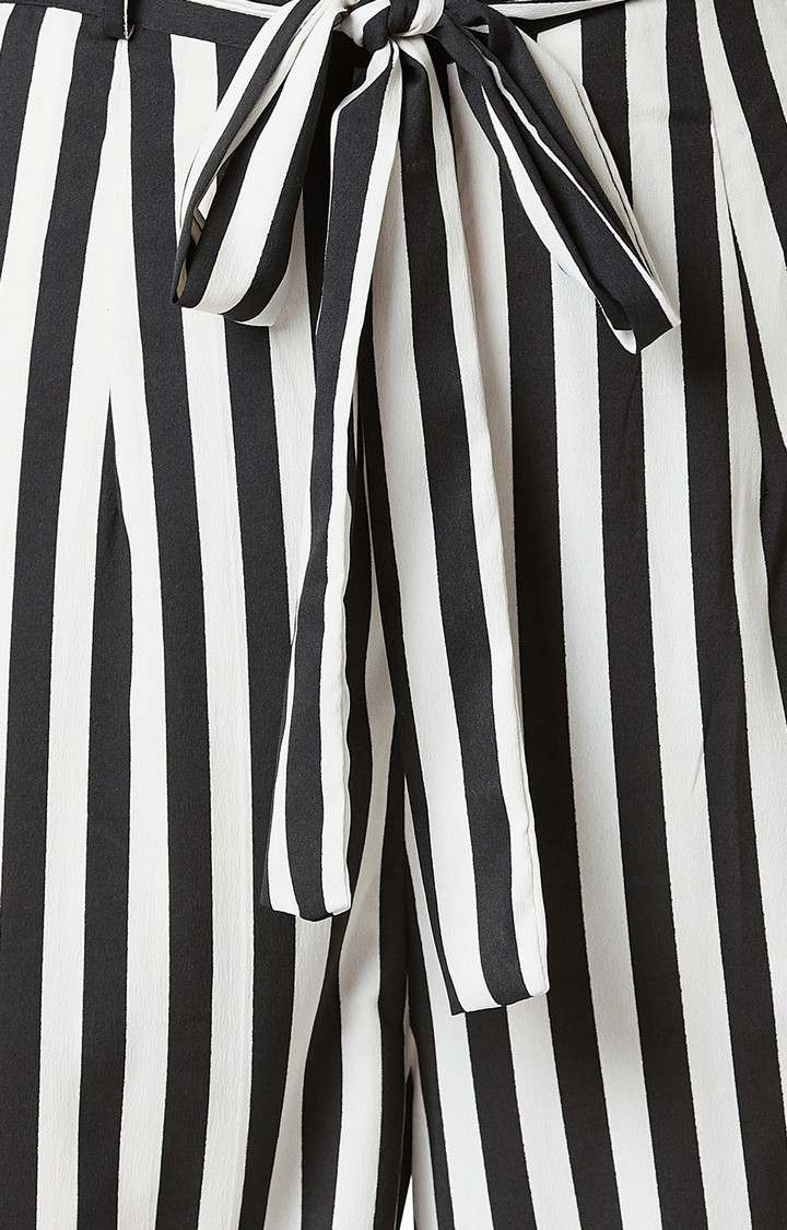 Women's Black Striped Palazzos