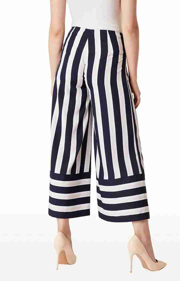 Women's Blue Striped Culottes