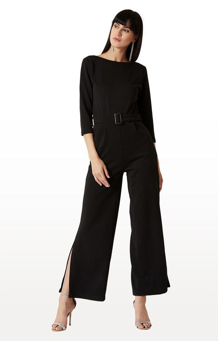 MISS CHASE | Women's Black Solid Jumpsuits 1