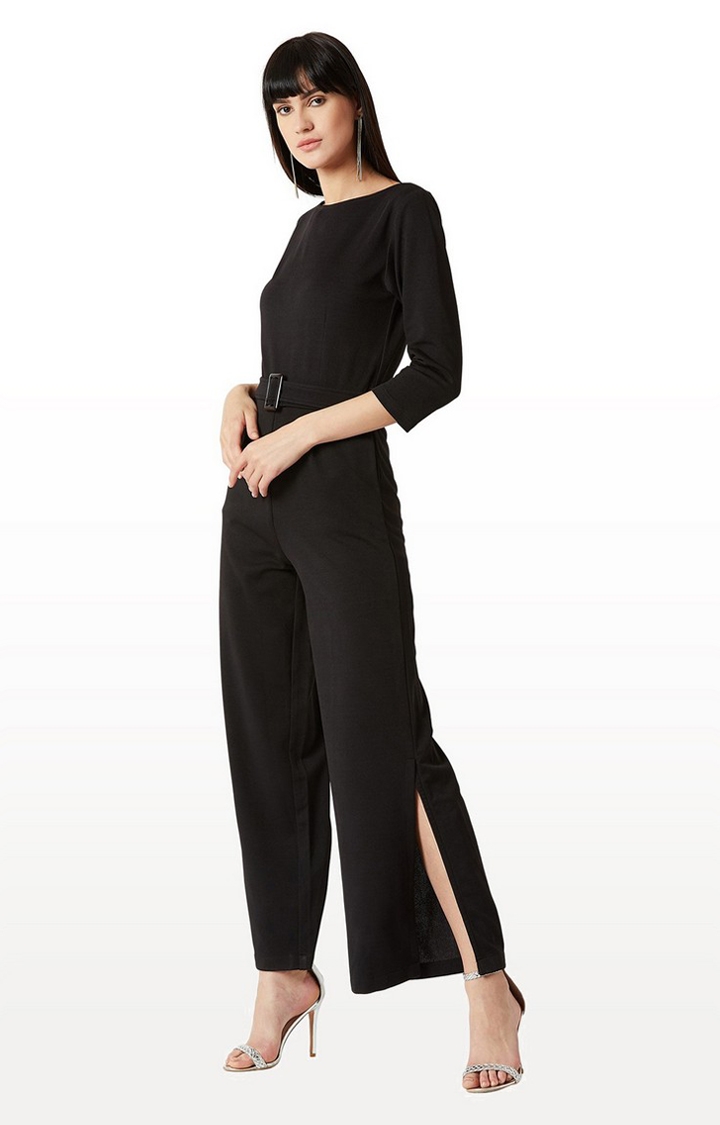 MISS CHASE | Women's Black Solid Jumpsuits 2