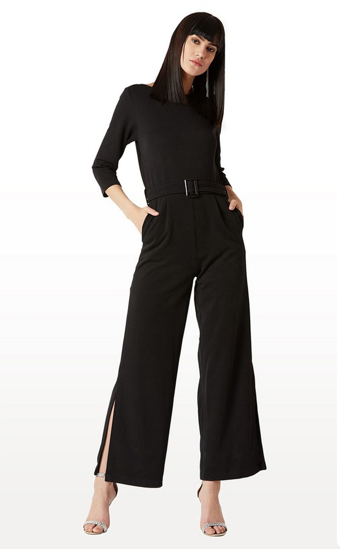 MISS CHASE | Women's Black Solid Jumpsuits 0