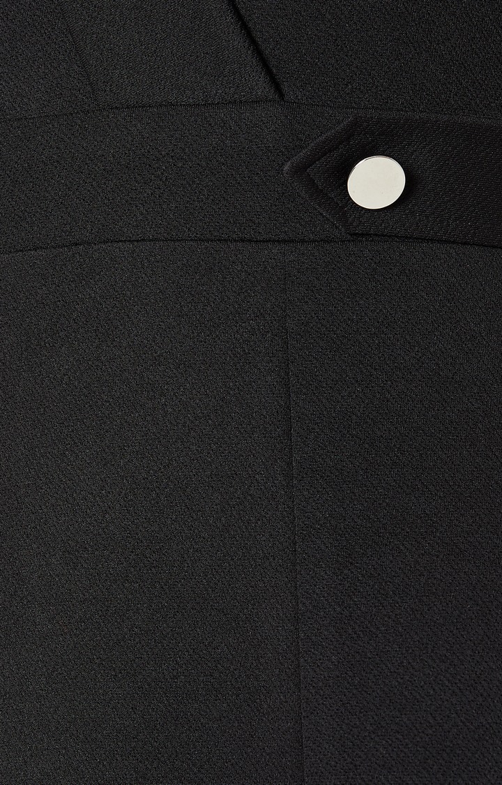 Women's Black Crepe SolidCasualwear Maxi Dress
