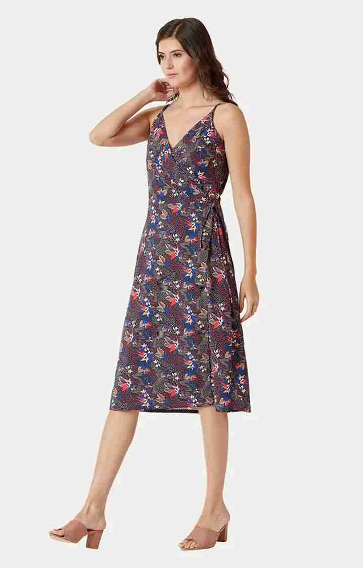 Women's Multi Crepe FloralCasualwear Shift Dress