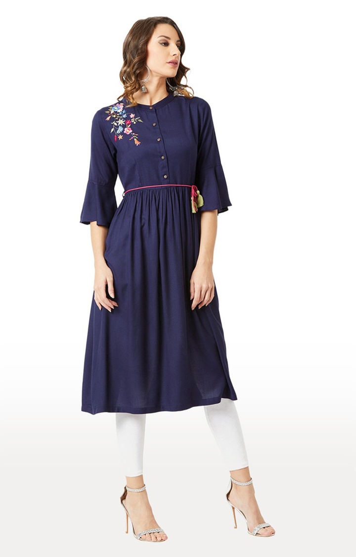 MISS CHASE | Blue Embroidered Kurta 2