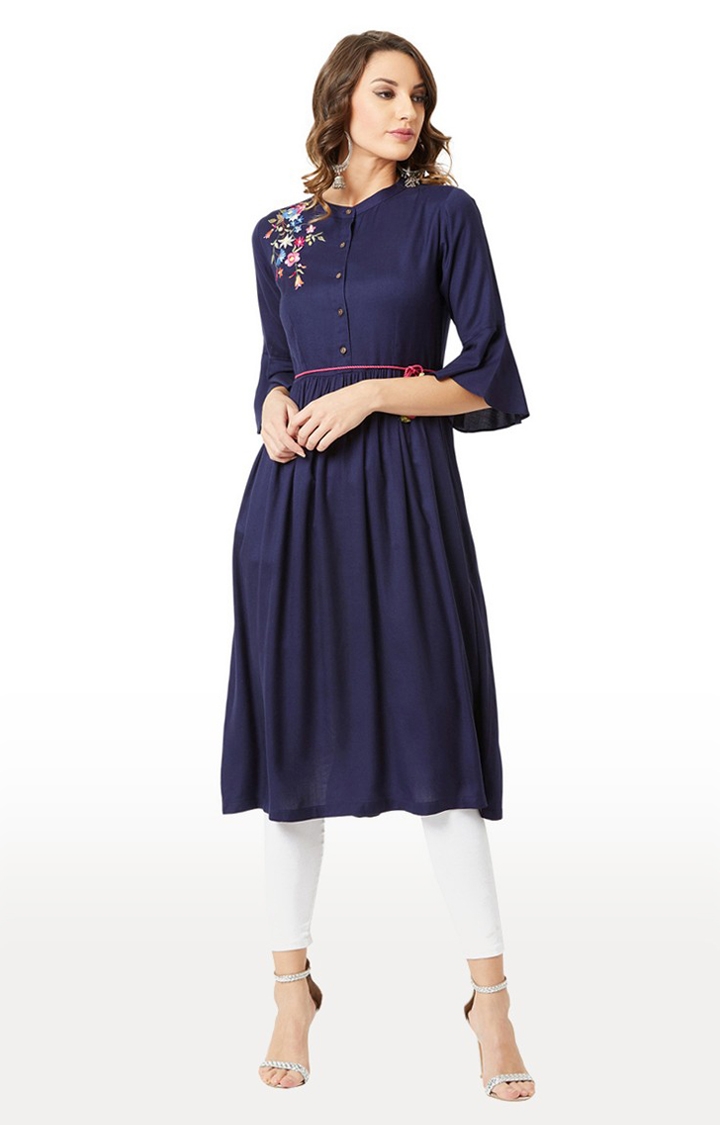 MISS CHASE | Blue Embroidered Kurta 1