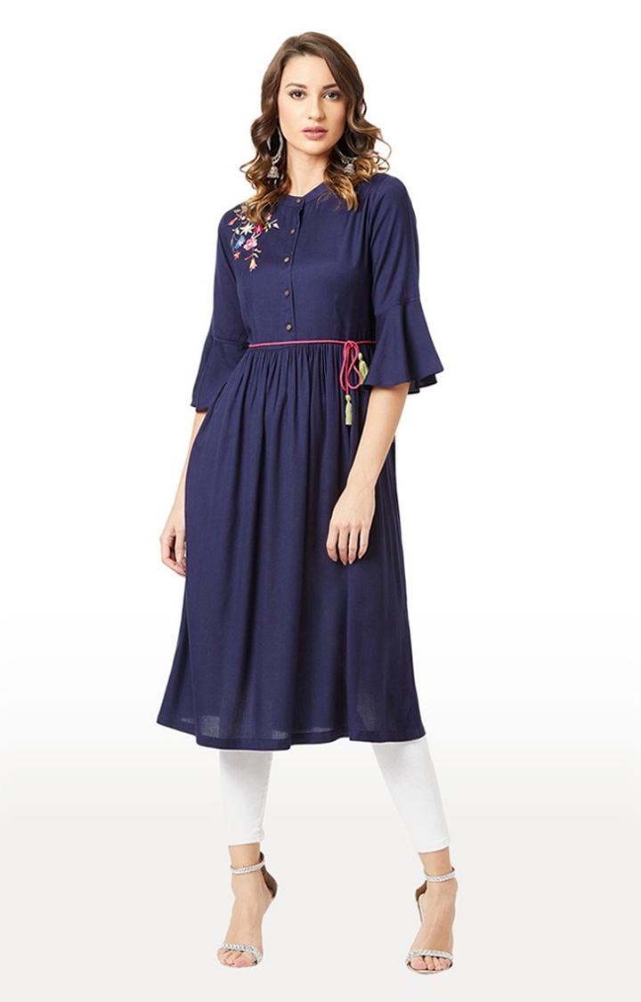 MISS CHASE | Blue Embroidered Kurta