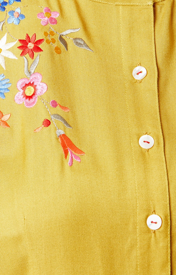 MISS CHASE | Women's Yellow Embroidered Kurta 5