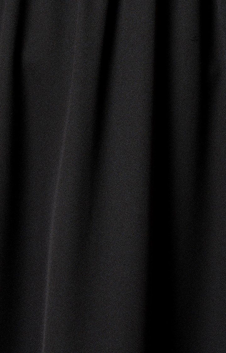 Women's Black Crepe SolidCasualwear Fit & Flare Dress
