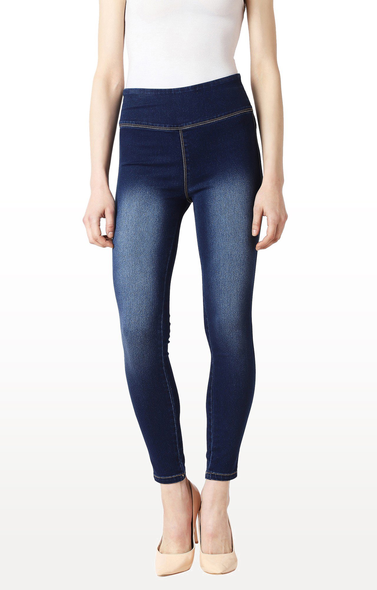 MISS CHASE | Women's Blue Solid Jeggings