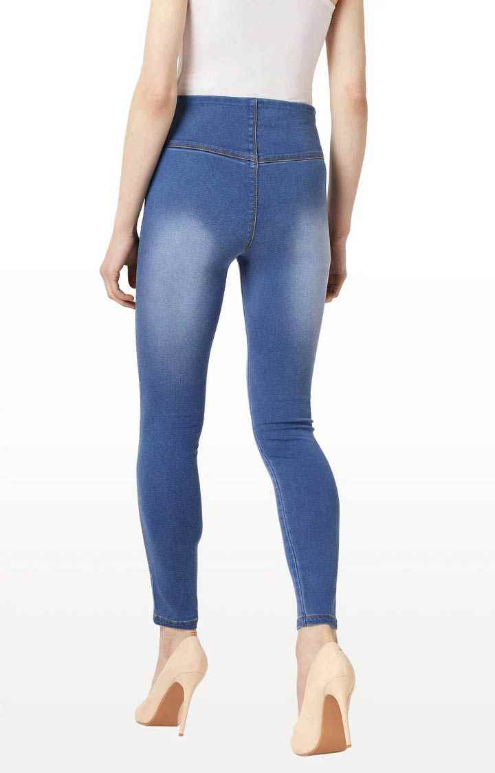 Women's Blue Solid Jeggings