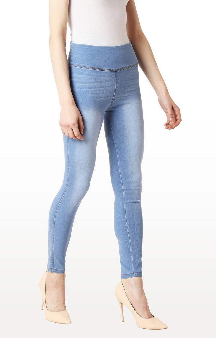 Women's Blue Solid Jeggings