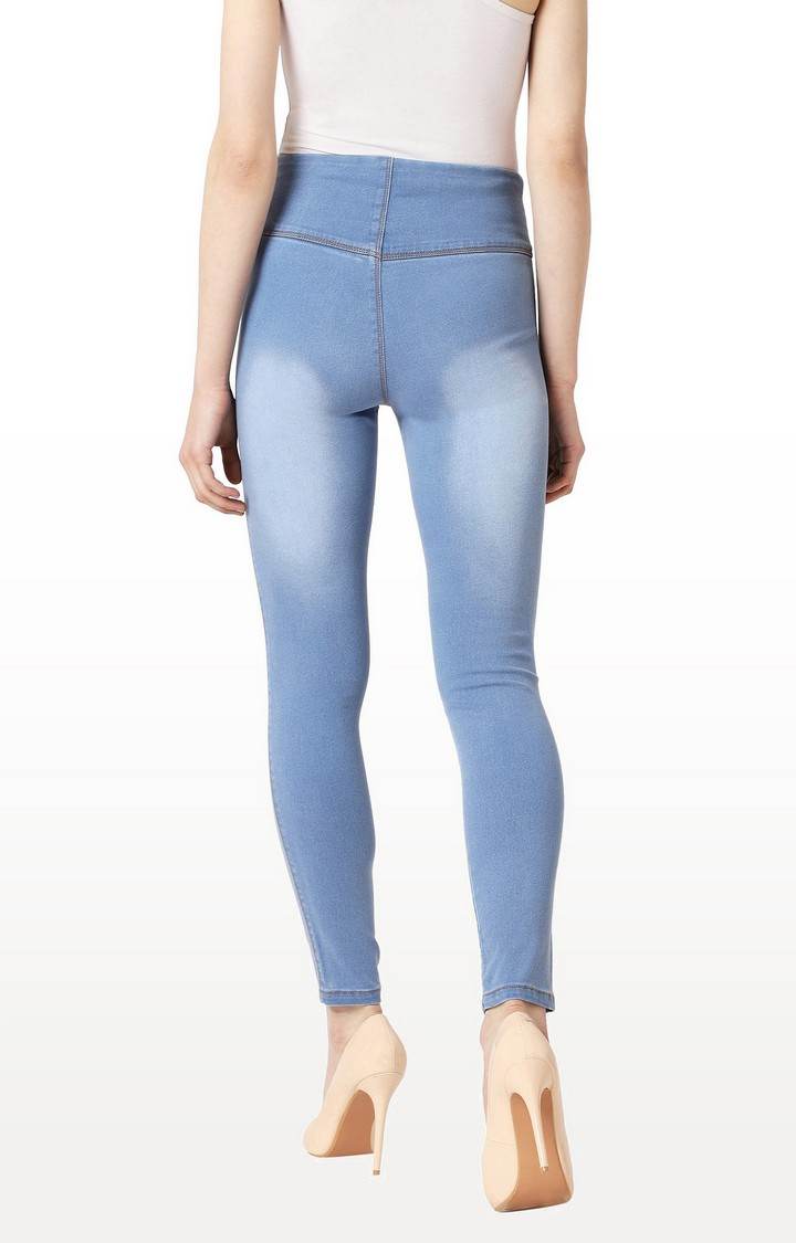 Women's Blue Solid Jeggings