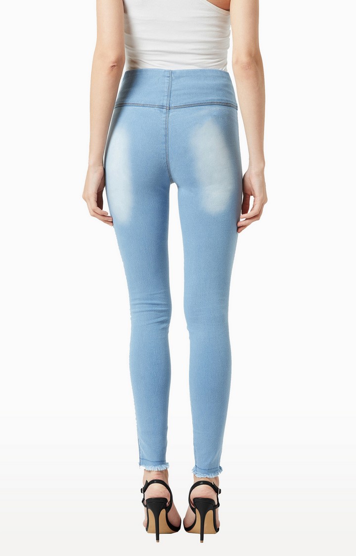 Women's Blue Solid Jeggings