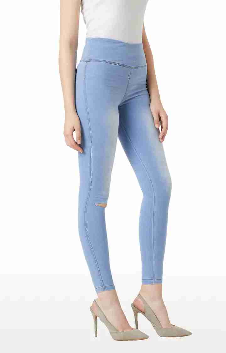 Women's Blue Ripped Jeggings
