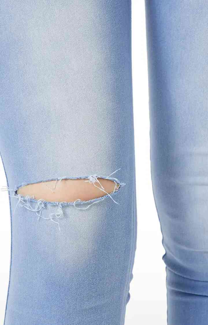 Women's Blue Ripped Jeggings