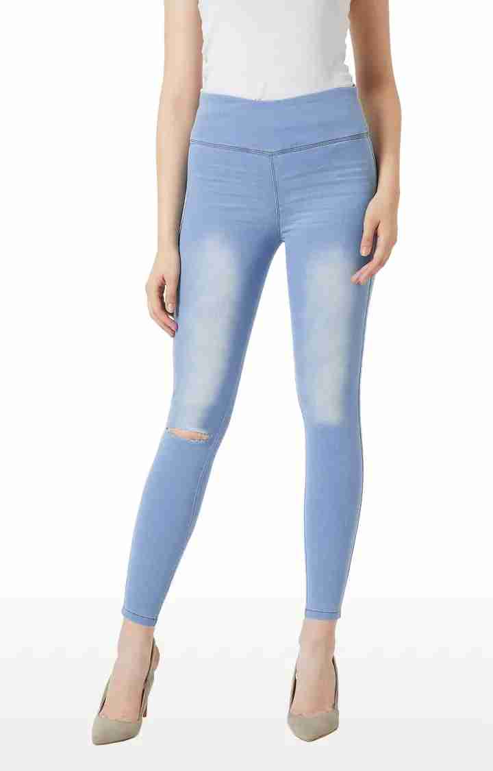 MISS CHASE | Women's Blue Ripped Jeggings
